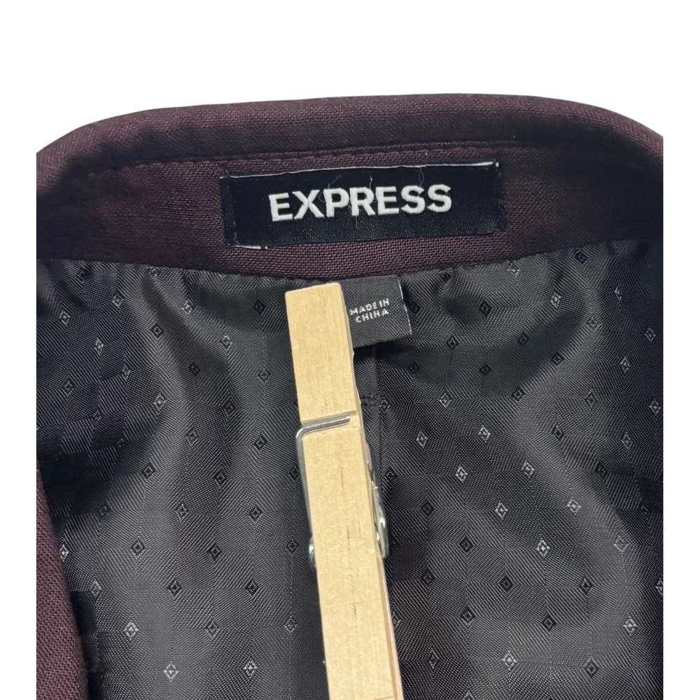 Express 40R 33x30 Eggplant 2pc Pant Suit Stretch Slim Wool Blend Flat Front